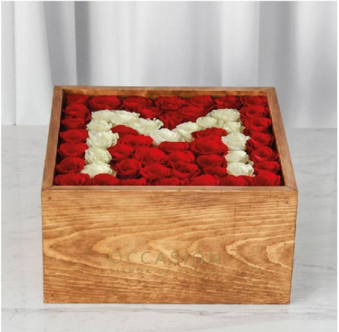 Caja Madera 36 Rosas Rojas