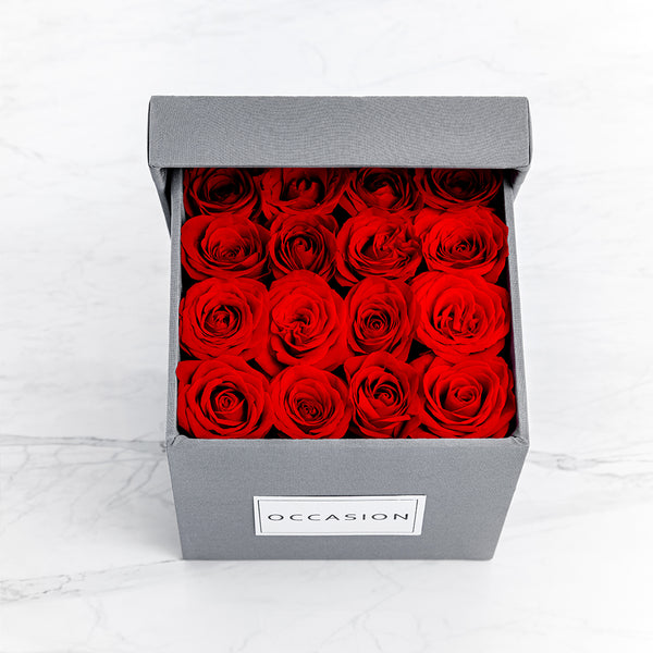 Caja Gris Rosas Rojas