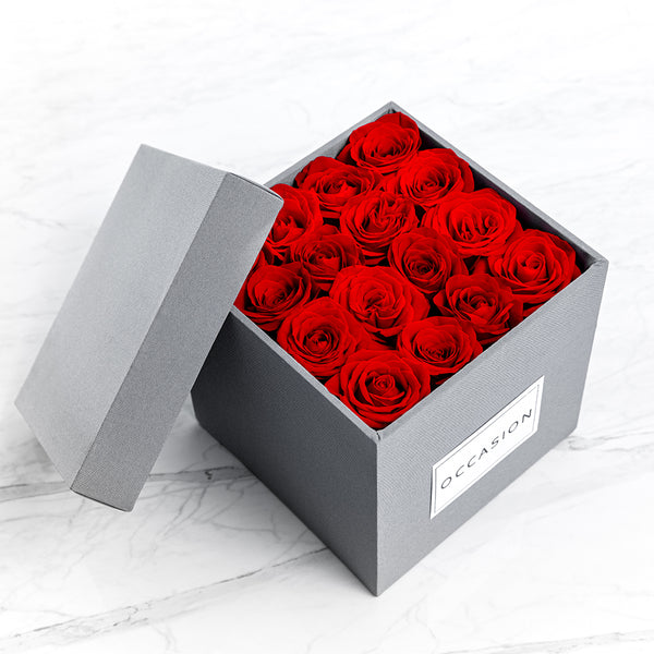 Caja Gris Rosas Rojas