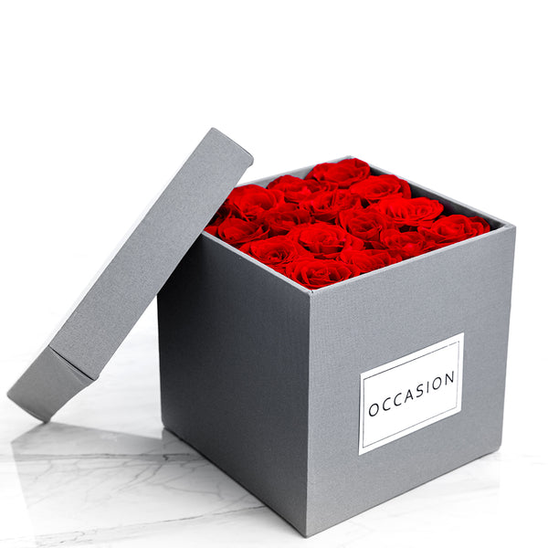 Caja Gris Rosas Rojas