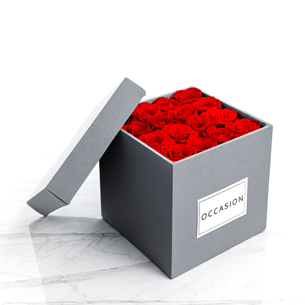 Caja Gris Rosas Rojas