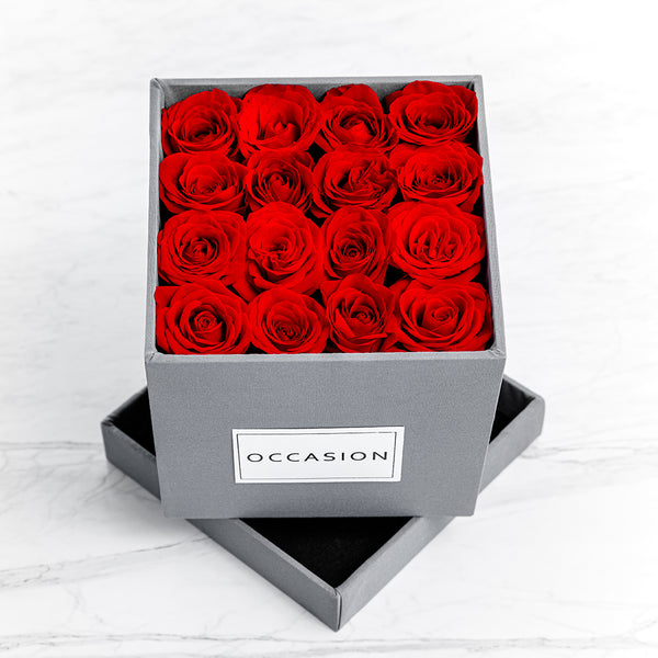 Caja Gris Rosas Rojas