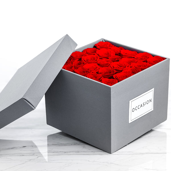 Caja Gris Rosas Rojas