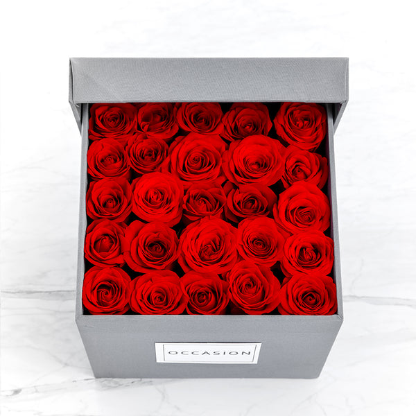 Caja Gris Rosas Rojas