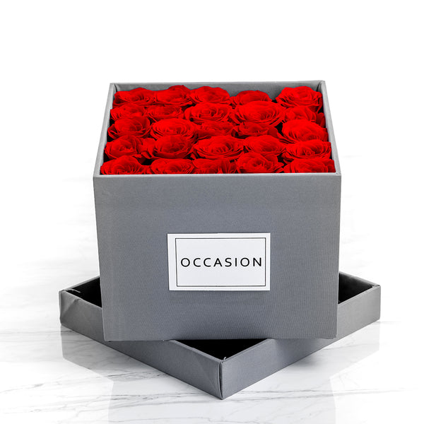 Caja Gris Rosas Rojas