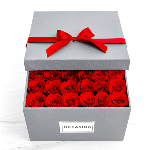 Caja Gris Rosas Rojas