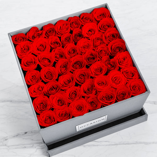 Caja Gris Rosas Rojas