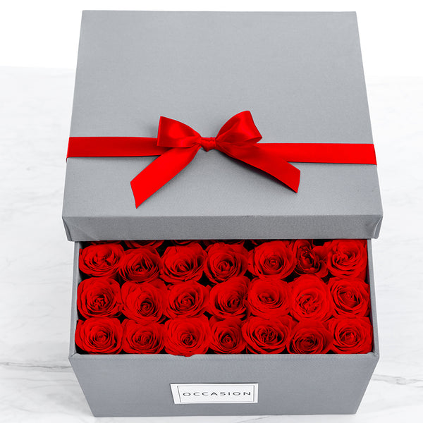 Caja Gris Rosas Rojas