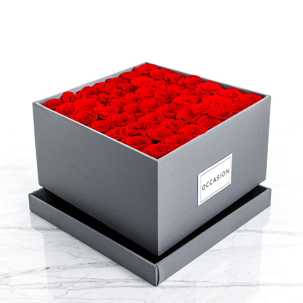 Caja Gris Rosas Rojas