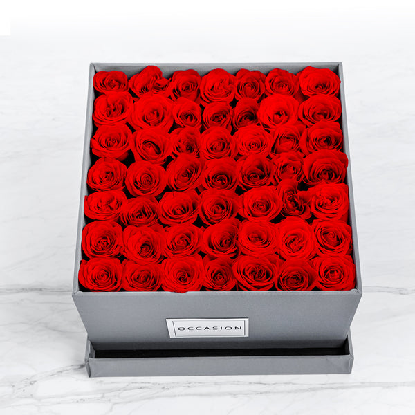 Caja Gris Rosas Rojas