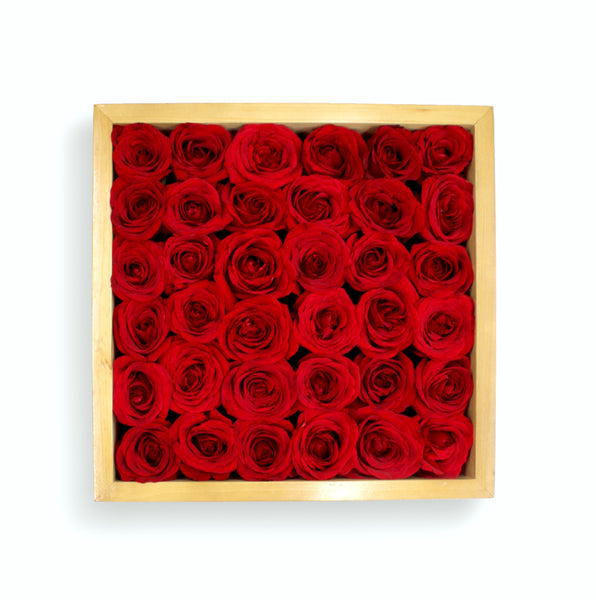 Caja Madera Rosas Rojas