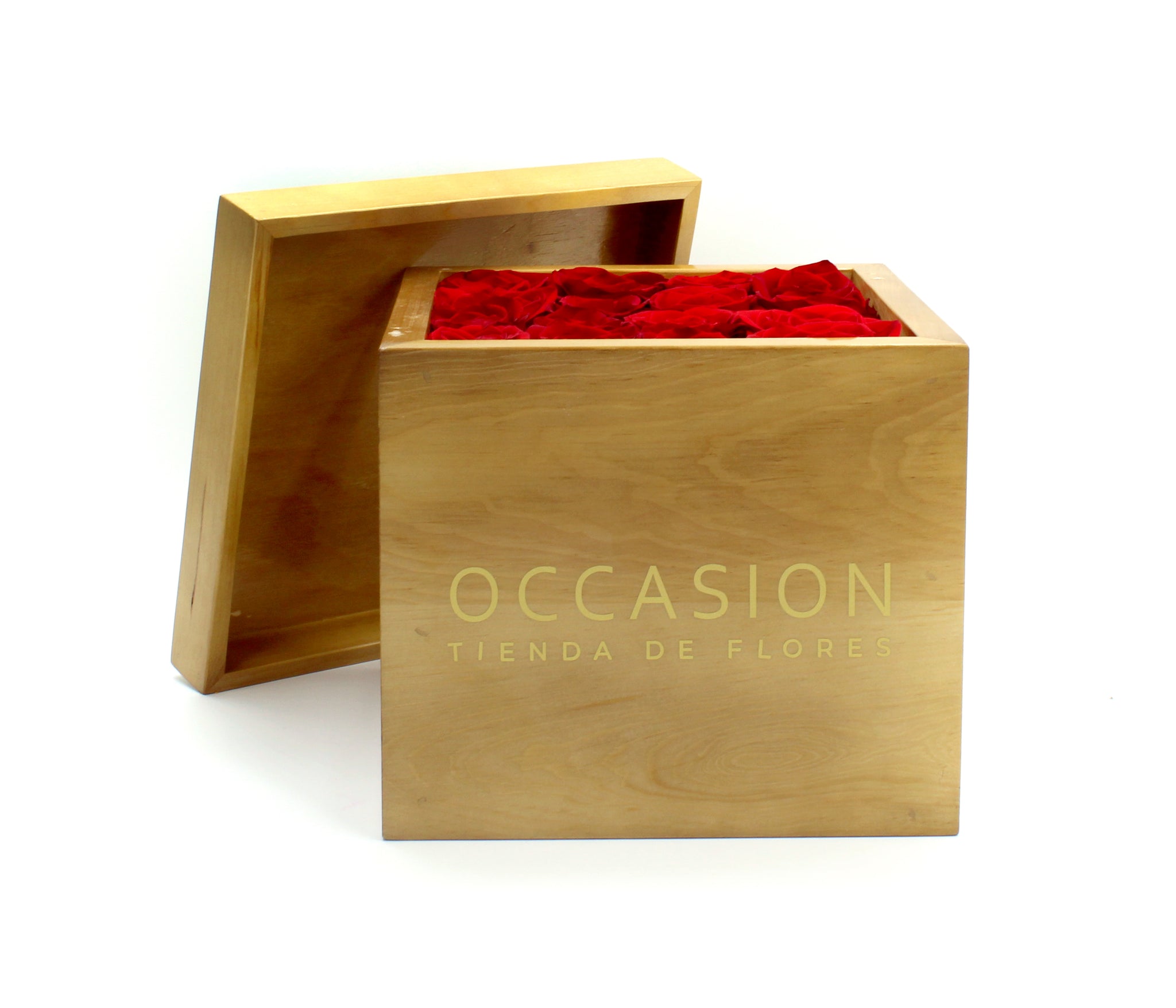 Caja Madera Rosas Rojas